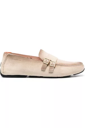santoni Men Shoes - Embossed-logo suede Monk shoes