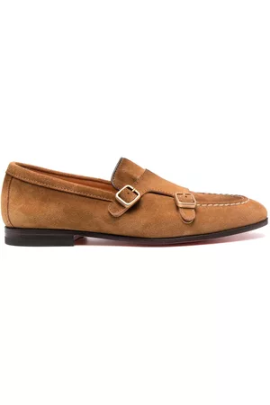 santoni Men Shoes - Double-buckle suede Monk shoes
