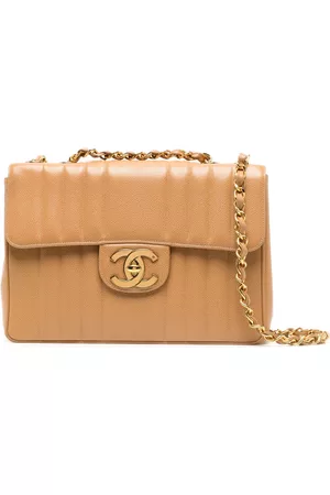 Chanel Vintage Beige Caviar Jumbo Classic Mademoiselle Flap Bag