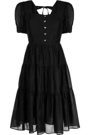 tout a coup Butterfly-buttoned tiered dress