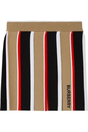 Burberry Striped embroidered-logo skirt