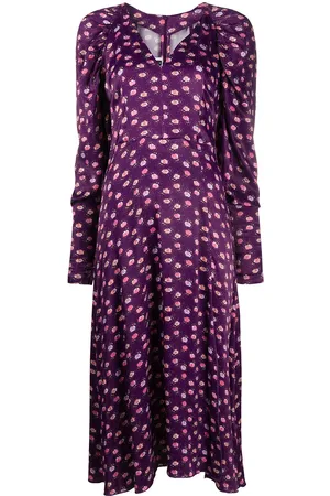 ROTATE Pansy print midi dress