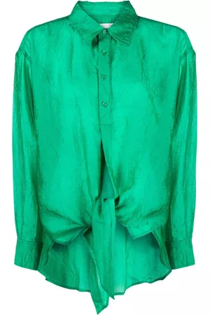 Izzue Crinkled-finish tie-fastening shirt
