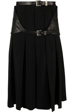 ENFANTS RICHES DEPRIMES Box-pleated belted midi skirt