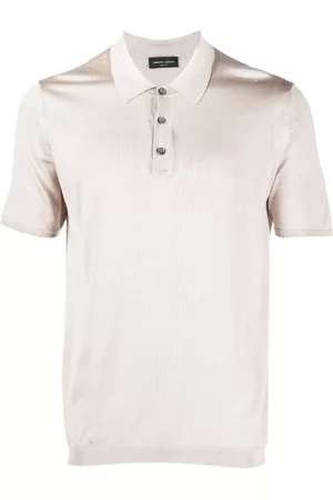 Roberto Collina Men Polo Shirts - Ribbed silk polo shirt