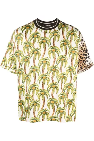 Roberto Cavalli Men Short Sleeve - Leopard-print panel T-shirt