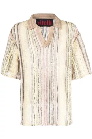 Vitelli Vertical-stripe knitted polo shirt