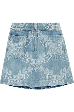 Burberry Crest-print denim skirt