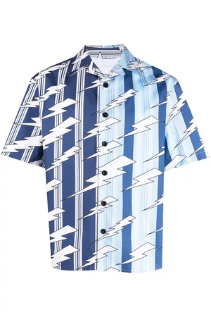 Neil Barrett Men Short sleeves - Thunderbolt-print short-sleeve shirt