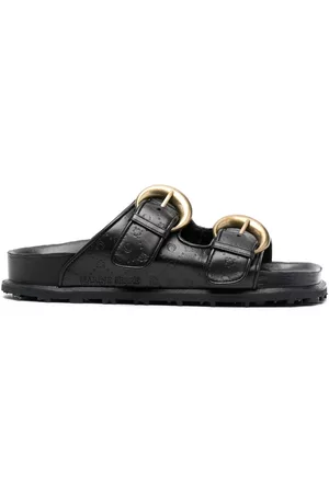 Marine Serre Logo-debossed leather sandals
