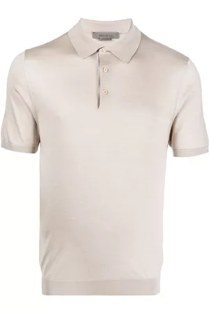corneliani Men Polo Shirts - Silk short-sleeved polo shirt