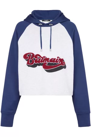 Balmain Logo-print raglan-sleeve hoddie