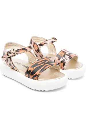 Roberto Cavalli Girls Sandals - Logo leopard-print sandals