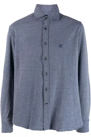 corneliani Men Long sleeves - Logo-embroidered long-sleeve shirt