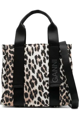 Ganni Small Leopard Tech tote bag