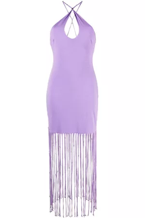 ROTATE Fringe-trimmed jersey dress