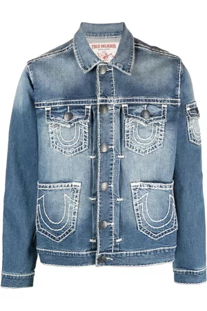 True Religion Men Denim Jackets - Contrast-stitching denim jacket