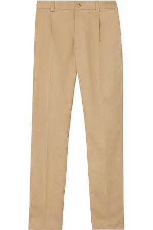Burberry Embroidered-logo cotton chino trousers