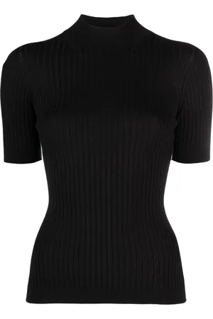 VERSACE Ribbed-knit short-sleeve top