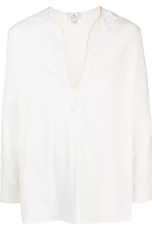 Etro Men Shirts - Cut-out floral-detail cotton shirt