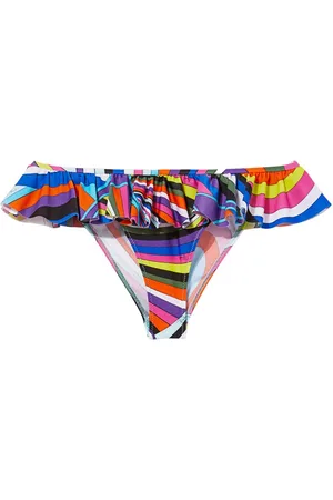 Puccini Wave-print ruffled bikini bottoms