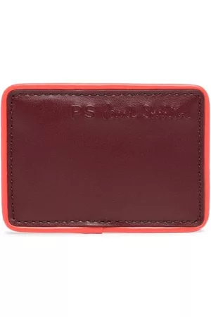Burberry Border Detail London Leather Bifold Wallet Burgundy Red for Men