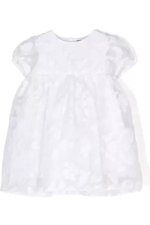LITTLE BEAR Floral-embroidered flared dress
