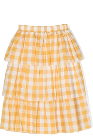 PAADE Girls Printed Skirts - Check-pattern ruffled cotton skirt