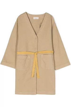 Babe And Tess Girls Trench Coats - Long-sleeve tied-waist coat