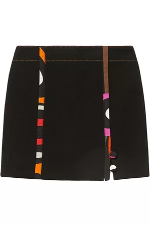 Puccini Abstract-print front-slit skirt
