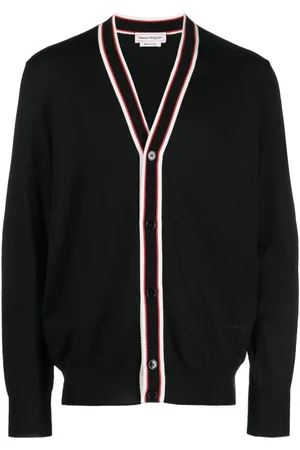 Alexander McQueen Striped-edge V-neck cardigan