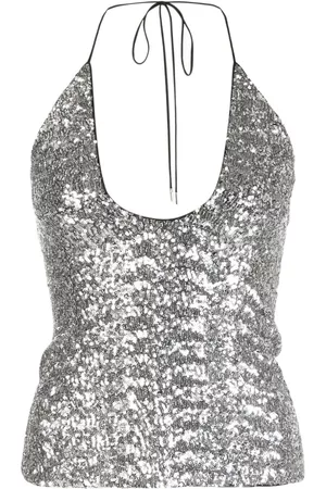 The Attico Sequin-embellishment halterneck top