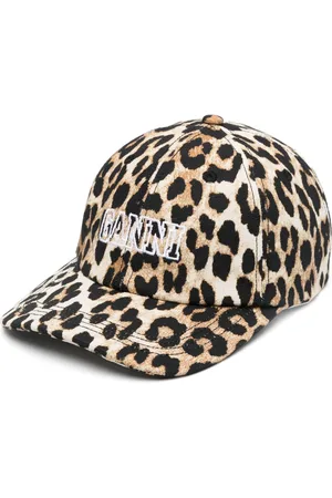 Ganni Logo-embroidered leopard-print cap