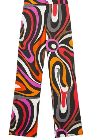 Puccini Wave-print silk high-waist trousers