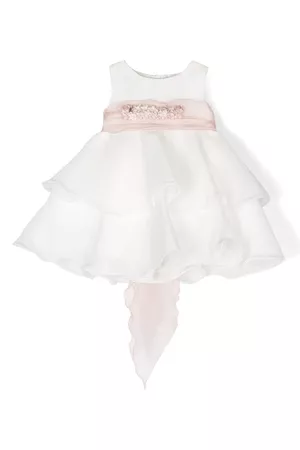 Mimilù Floral-appliqué ruffled dress