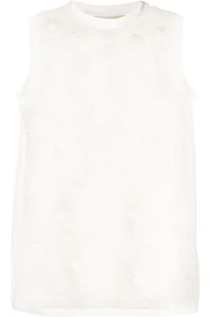 Elie saab Floral-lace appliqué tank top