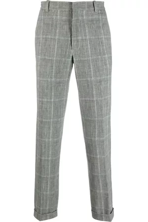 Circolo Men Pants - Check-pattern straight-leg trousers