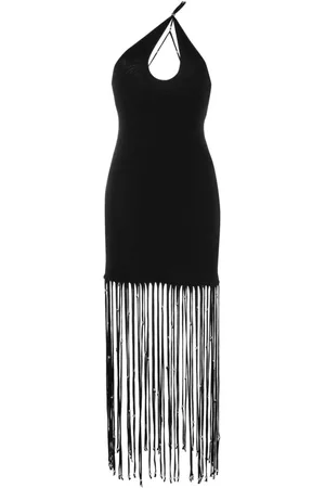 ROTATE Fringe-detailing cut-out dress