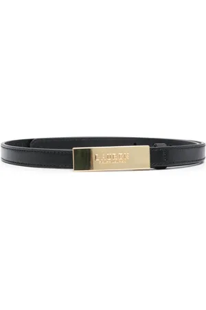Ralph Lauren Logo-plaque skinny calf leather belt