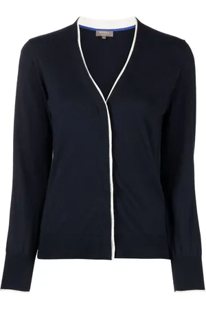 N.PEAL Contrasting-border cotton-cashmere cardigan