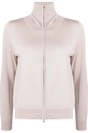 N.PEAL Spread-collar zip knit cardigan