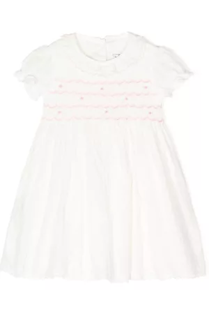 Rachel Riley Embroidered shirred-panel dress