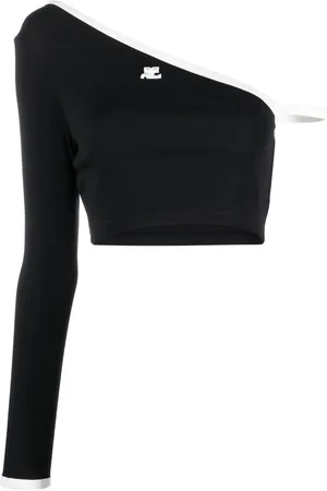 Courrèges One-shoulder knit crop top