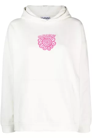 Ganni Logo-appliqué organic cotton hoodie