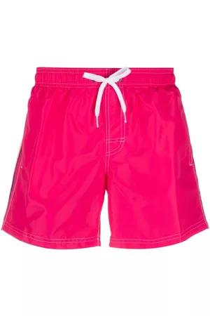 Sundek Men Swim Shorts - Logo-patch striped swim shorts