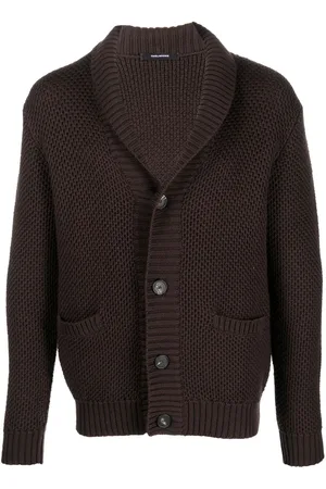TAGLIATORE Shawl-lapel waffle-knit cardigan