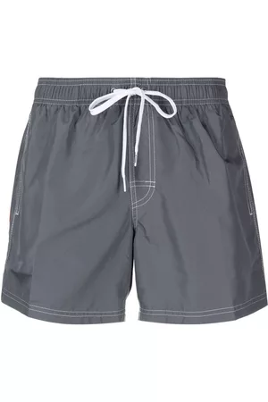 Sundek Men Swim Shorts - Logo-patch striped swim shorts
