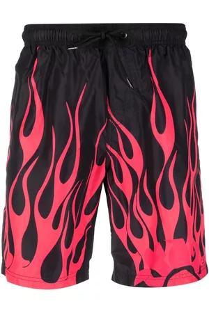Sundek Men Swim Shorts - Flame-print drawstring swim shorts
