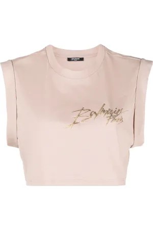 Balmain Logo-print cotton crop top