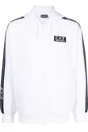 EA7 Men Sweatshirts - Logo-trim hooded jacket